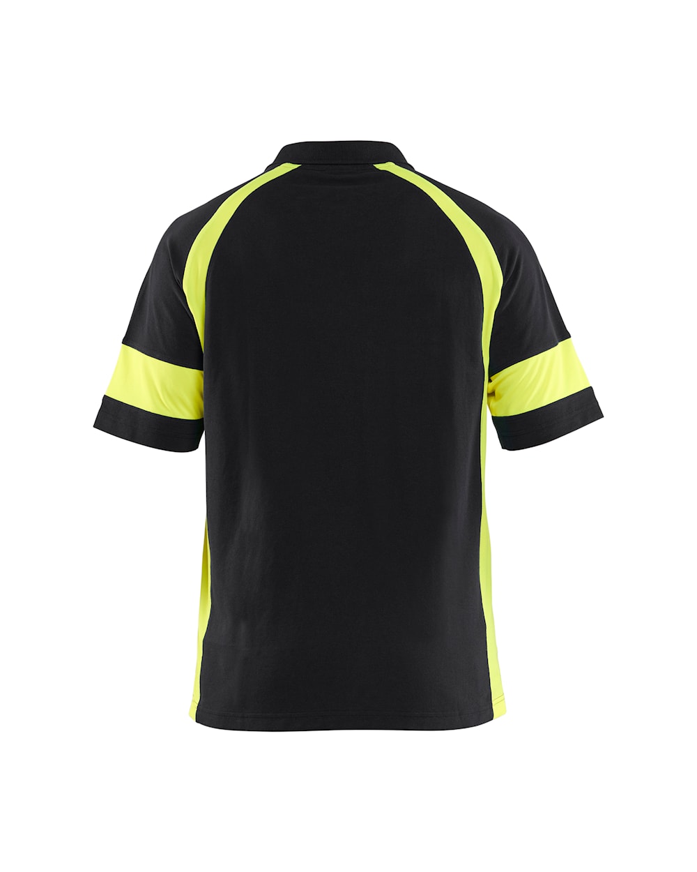 Poloshirt mit High Vis von hinten in Schwarz / High Vis Gelb