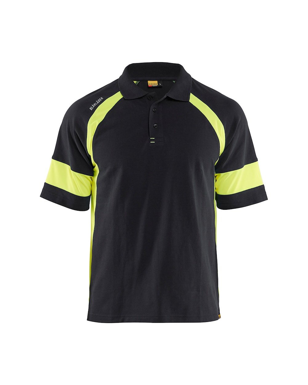 Poloshirt mit High Vis von vorne in Schwarz / High Vis Gelb