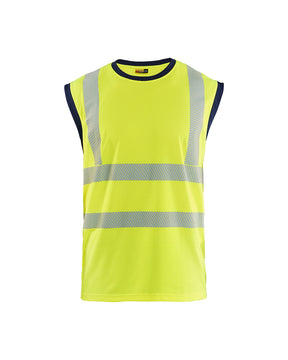 High Vis Tank Top von vorne in High Vis Gelb / Marineblau