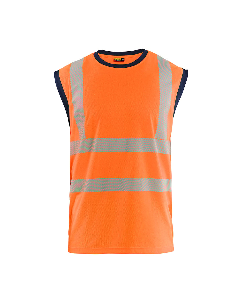 High Vis Tank Top von vorne in High Vis Orange / Marineblau