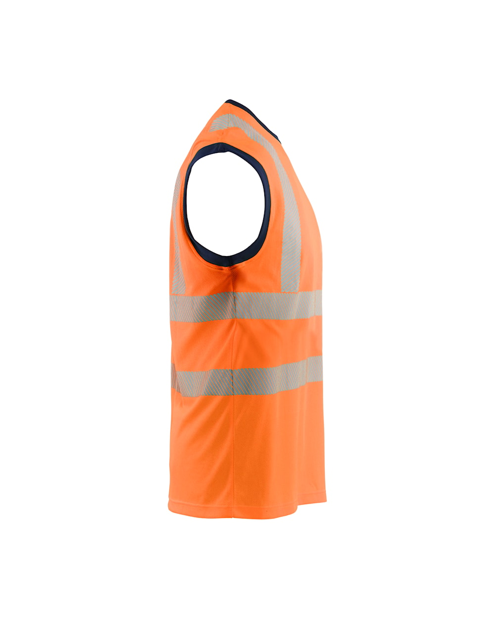 High Vis Tank Top von rechts in High Vis Orange / Marineblau