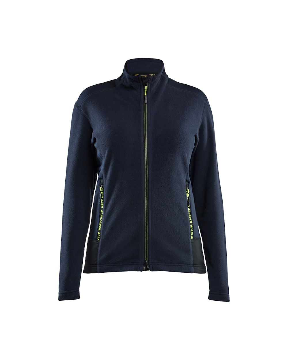 Damen Microfleece-Jacke vorne in dunkel Marineblau / High Vis Gelb