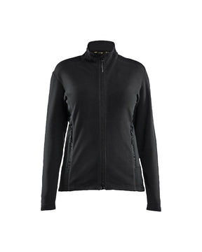 Damen Microfleece-Jacke vorne in Schwarz / Mittelgrau