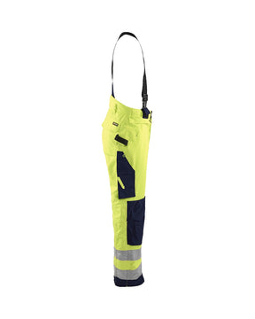 Latzhose Winter Warnschutz, HighVis-Gelb-Marineblau, Ansicht von rechts