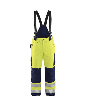 Latzhose Winter Warnschutz, HighVis-Gelb-Marineblau, Vorderansicht