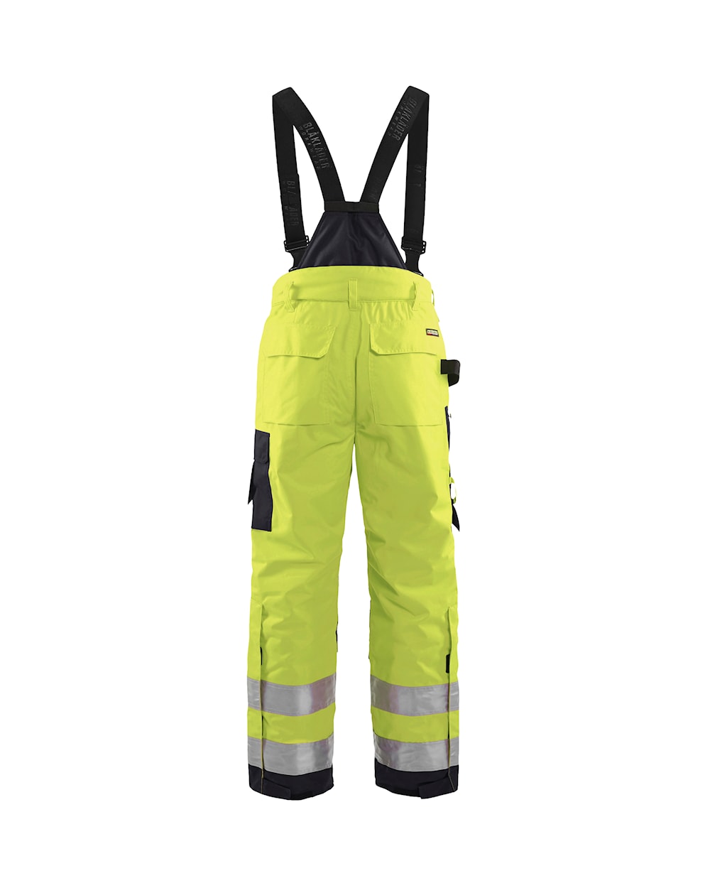 Latzhose Winter Warnschutz, HighVis-Gelb-Schwarz, Ansicht von hinten