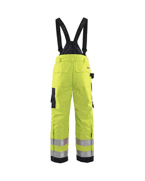 Latzhose Winter Warnschutz, HighVis-Gelb-Schwarz, Ansicht von hinten