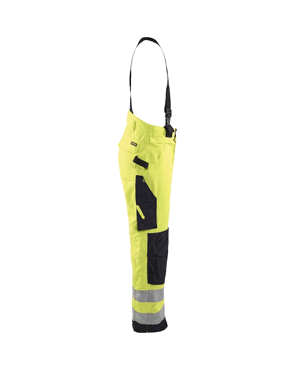 Latzhose Winter Warnschutz, HighVis-Gelb-Schwarz, Ansicht von rechts