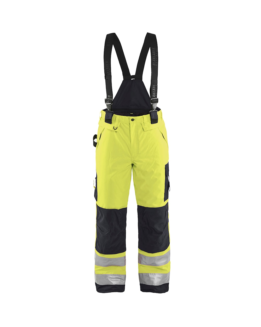 Latzhose Winter Warnschutz, HighVis-Gelb-Schwarz, Ansicht von vorn