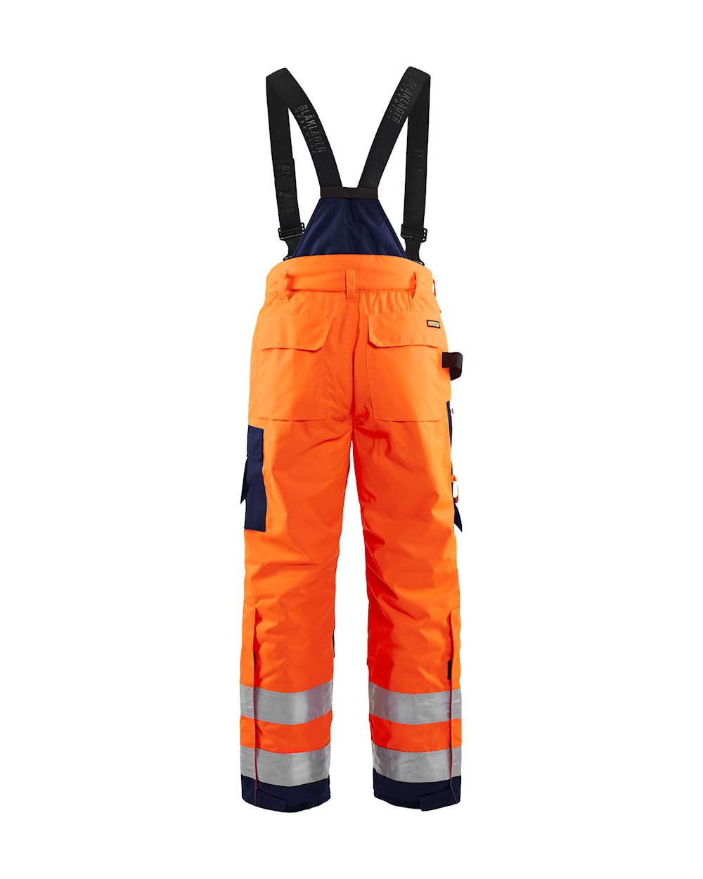 Latzhose Winter Warnschutz, HighVis-Orange-Marineblau, Ansicht von hinten