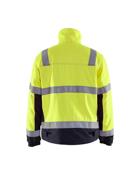 Winter Warnschutzjacke Multinorm, HighVis-Gelb-Marineblau, Ansicht hinten