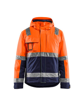 Winterbaujacke, Warnschutz Orange-Marineblau, Frontansicht